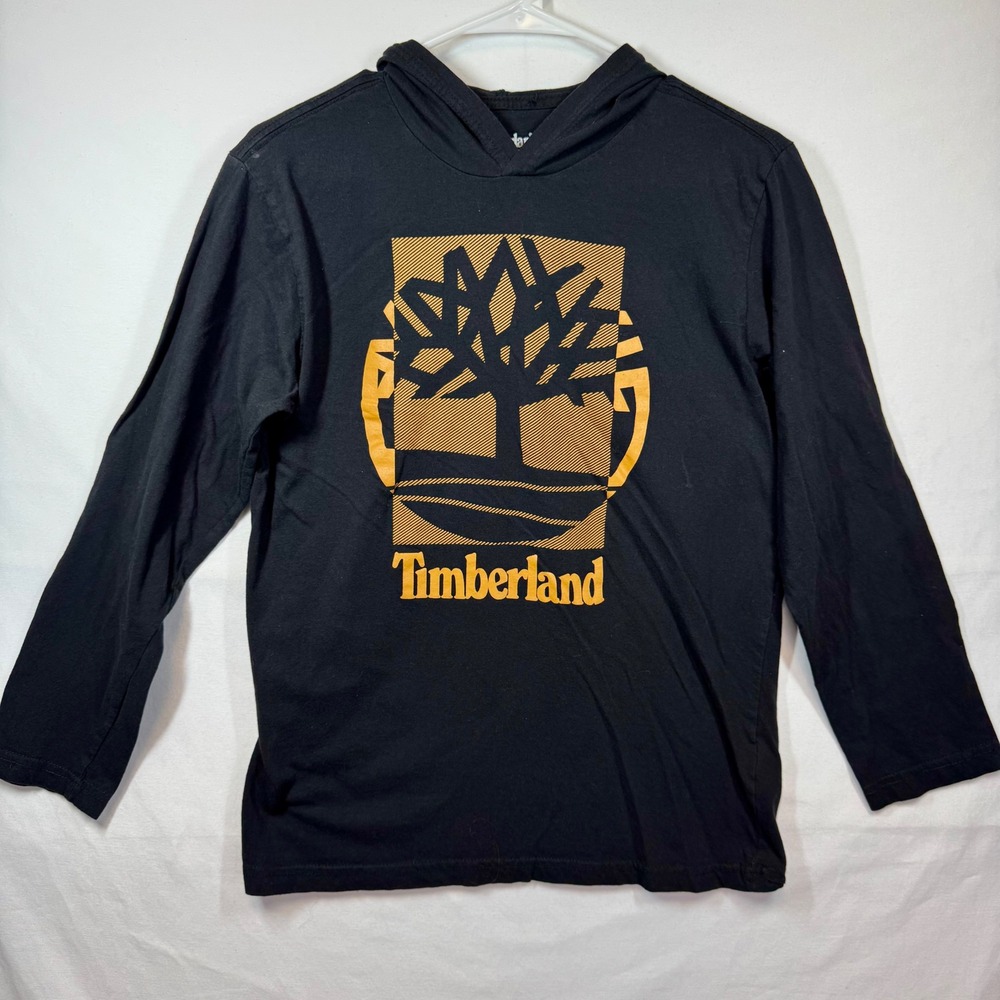 Timberland Hoodie Long Sleeve‎ Graphic Tee Black Tree Logo Sz Youth XL